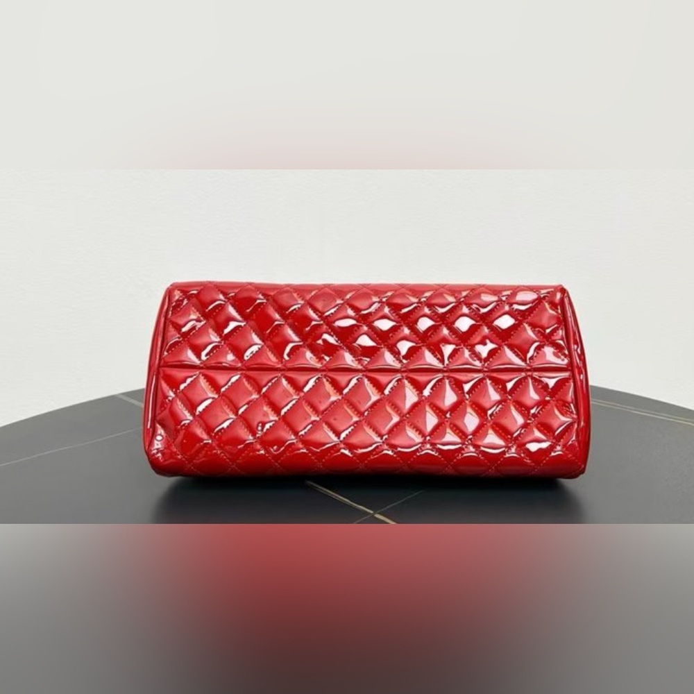 CHANEL
Red Quilted Patent Leather Just Mademoiselle Bowling Bag - Picture 3 of 12